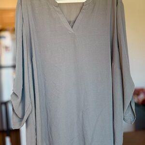 Women's Light Green V-Neck Top